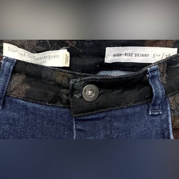 Anthro Pilcro Floral Panel High Rise Skinny Jeans | Sz 28 - Picture 11 of 14